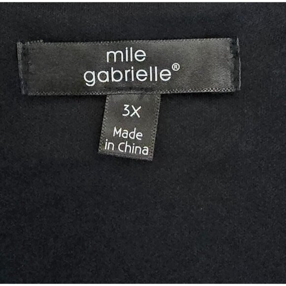 Mile Gabrielle Womens Plus Size 3X Black & Blue Floral Long Sleeve Wrap Dress - Picture 4 of 6